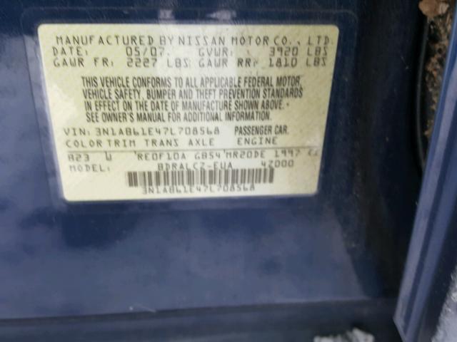 3N1AB61E47L708568 - 2007 NISSAN SENTRA BLACK photo 10