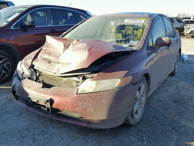 1HGFA15848L019996 - 2008 HONDA CIVIC EX BURGUNDY photo 2
