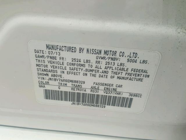 JN1BV7AR6EM688329 - 2014 INFINITI Q50 BASE WHITE photo 10