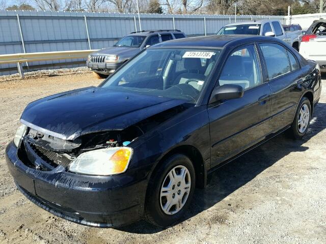 1HGES16532L076694 - 2002 HONDA CIVIC LX BLACK photo 2