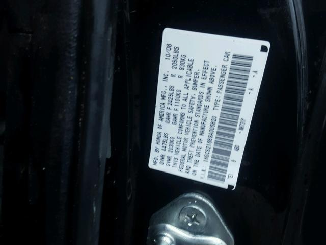 1HGCS21869A005820 - 2009 HONDA ACCORD EXL BLACK photo 10