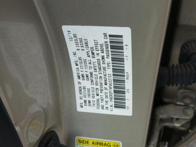 1HGCR2F74FA032733 - 2015 HONDA ACCORD EX BEIGE photo 10