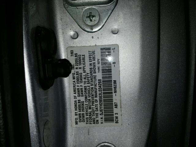 5J6YH28563L034268 - 2003 HONDA ELEMENT EX SILVER photo 10