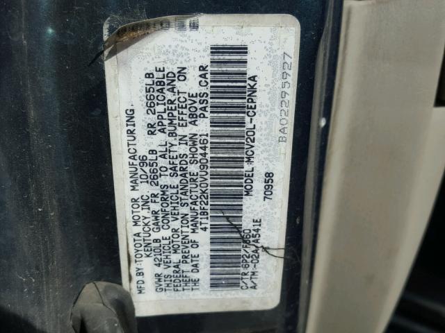 4T1BF22K0VU904461 - 1997 TOYOTA CAMRY CE GREEN photo 10