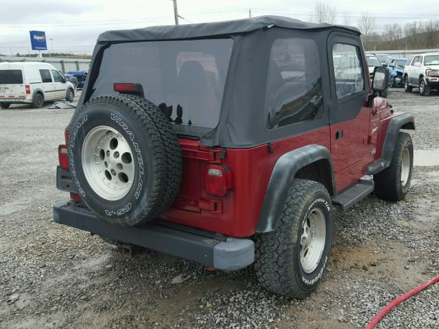 1J4FY19S9WP720856 - 1998 JEEP WRANGLER / RED photo 4