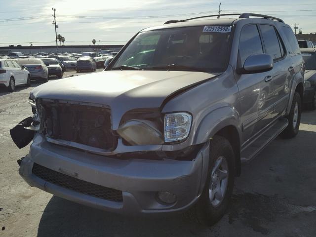 5TDZT34A22S136956 - 2002 TOYOTA SEQUOIA SR GRAY photo 2