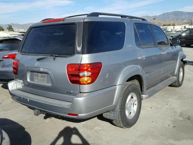 5TDZT34A22S136956 - 2002 TOYOTA SEQUOIA SR GRAY photo 4