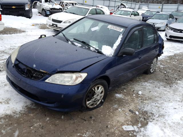 2HGES16514H635238 - 2004 HONDA CIVIC LX BLUE photo 2