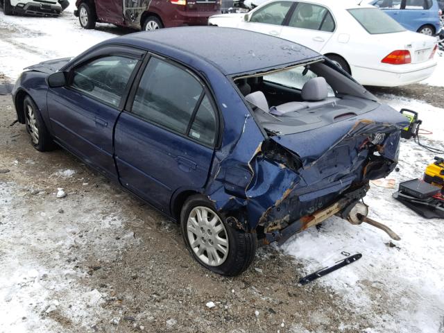 2HGES16514H635238 - 2004 HONDA CIVIC LX BLUE photo 3