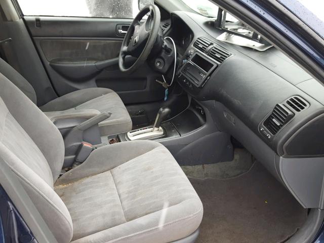 2HGES16514H635238 - 2004 HONDA CIVIC LX BLUE photo 5