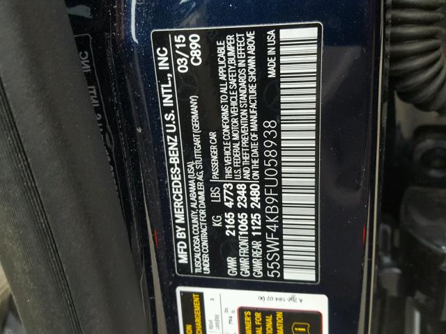 55SWF4KB9FU058938 - 2015 MERCEDES-BENZ C 300 4MAT BLUE photo 10