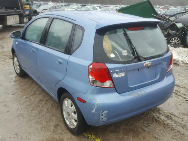 KL1TD62625B296759 - 2005 CHEVROLET AVEO BASE BLUE photo 3