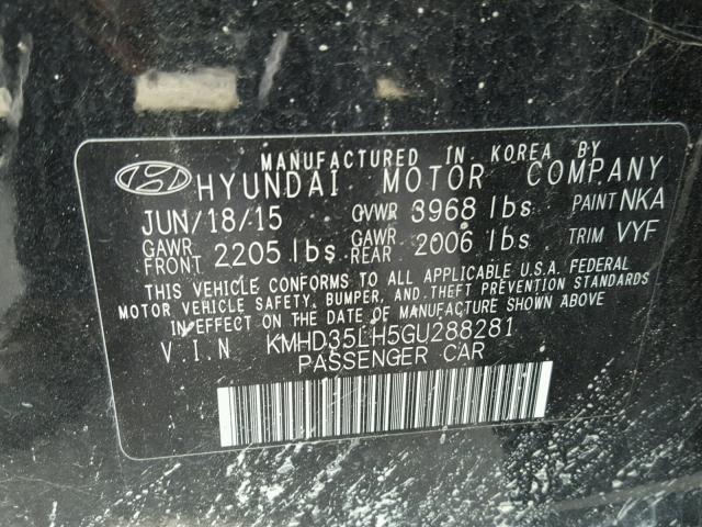 KMHD35LH5GU288281 - 2016 HYUNDAI ELANTRA GT BLACK photo 10