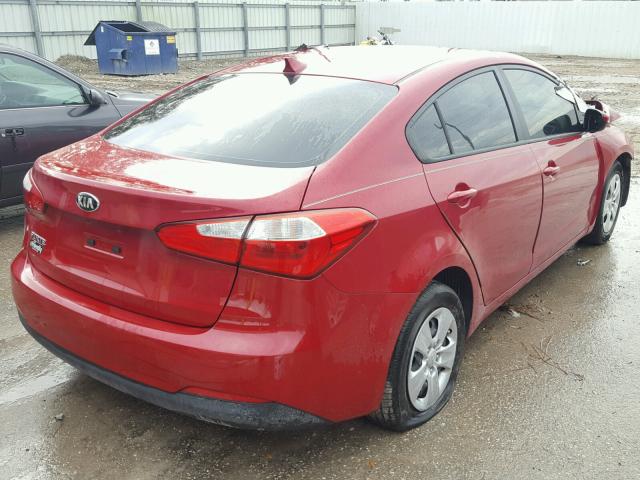 KNAFK4A63G5460360 - 2016 KIA FORTE LX RED photo 4