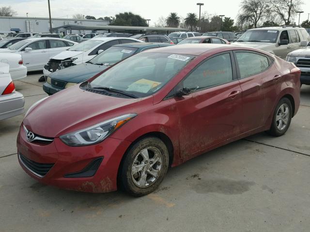 5NPDH4AE8EH500493 - 2014 HYUNDAI ELANTRA SE RED photo 2