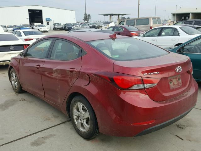 5NPDH4AE8EH500493 - 2014 HYUNDAI ELANTRA SE RED photo 3