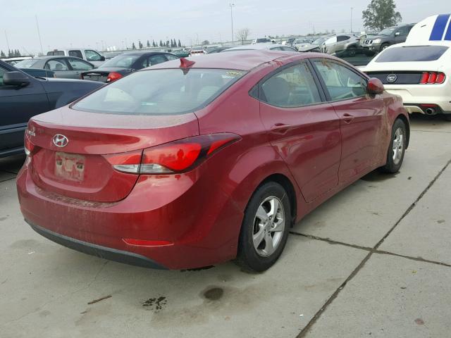 5NPDH4AE8EH500493 - 2014 HYUNDAI ELANTRA SE RED photo 4