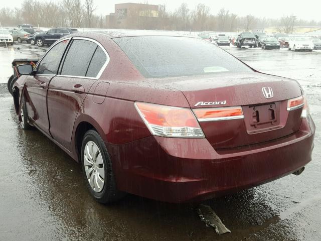 1HGCP2F32CA123322 - 2012 HONDA ACCORD LX BURGUNDY photo 3