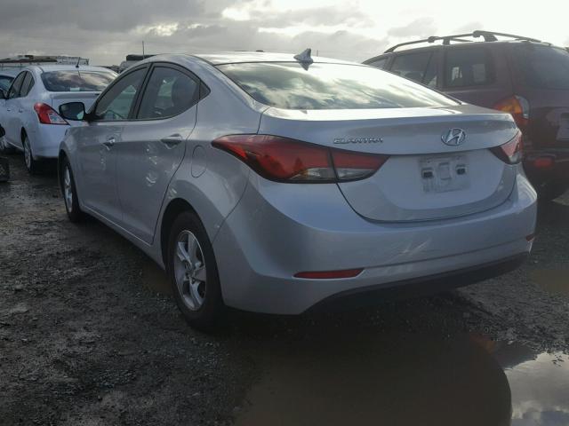 5NPDH4AE3FH629775 - 2015 HYUNDAI ELANTRA SE SILVER photo 3