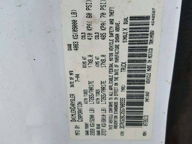 3D7KS28C35G708555 - 2005 DODGE RAM 2500 S Ağ foto 10