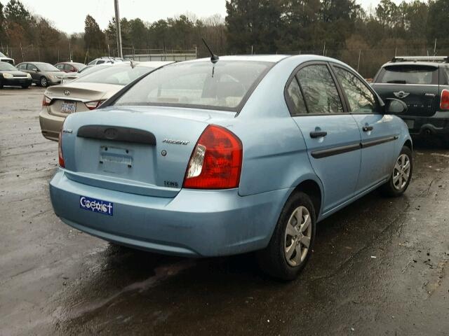 KMHCM46C49U290206 - 2009 HYUNDAI ACCENT GLS BLUE photo 4