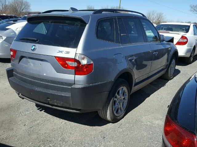 WBXPA73484WC44507 - 2004 BMW X3 2.5I GRAY photo 4