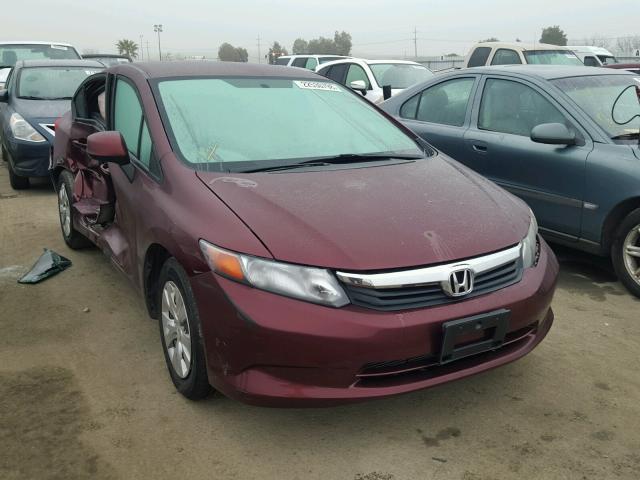 2HGFB2F55CH543350 - 2012 HONDA CIVIC LX MAROON photo 1