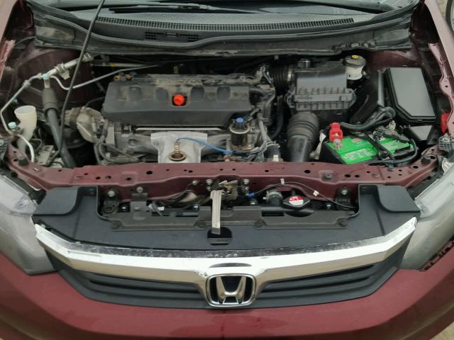 2HGFB2F55CH543350 - 2012 HONDA CIVIC LX MAROON photo 7