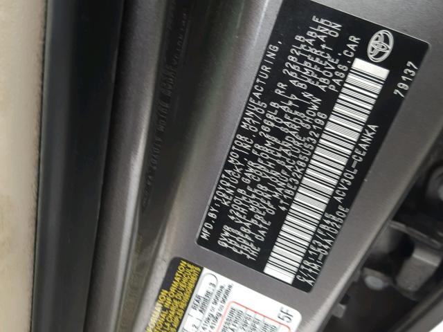 4T1BE32K85U532196 - 2005 TOYOTA CAMRY LE GRAY photo 10