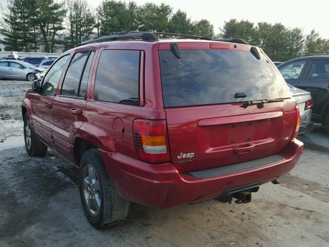 1J8GW58N24C256339 - 2004 JEEP GRAND CHER RED photo 3