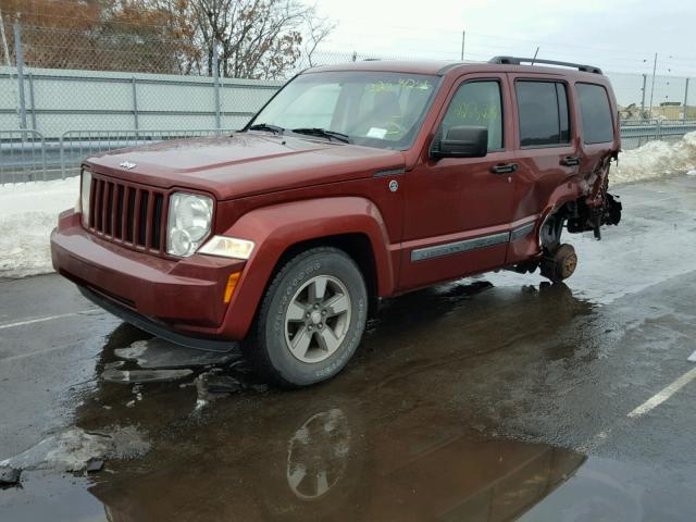 1J8GN28K68W133865 - 2008 JEEP LIBERTY SP MAROON photo 2