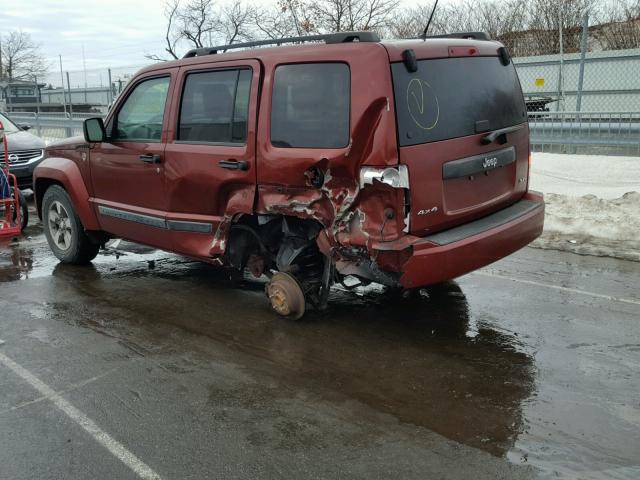 1J8GN28K68W133865 - 2008 JEEP LIBERTY SP MAROON photo 3