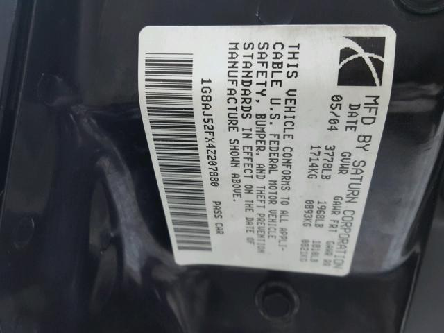 1G8AJ52FX4Z207880 - 2004 SATURN ION LEVEL BLACK photo 10