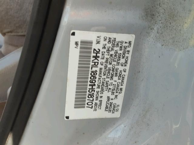 2HKRL18691H518707 - 2001 HONDA ODYSSEY EX SILVER photo 10