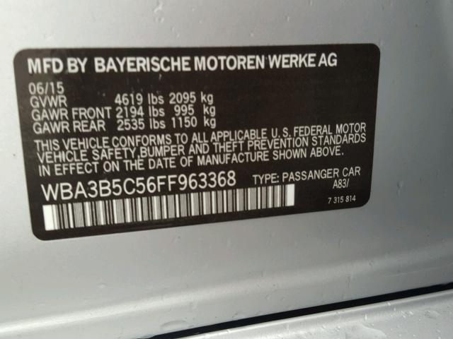 WBA3B5C56FF963368 - 2015 BMW 328 XI SUL SILVER photo 10