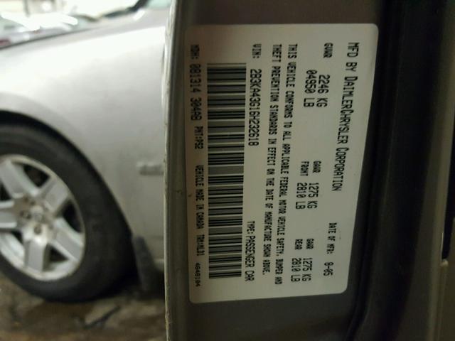 2B3KA43G16H232618 - 2006 DODGE CHARGER SE SILVER photo 10