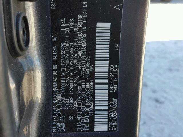 5TDDW5G19CS055561 - 2012 TOYOTA SEQUOIA PL CHARCOAL photo 10