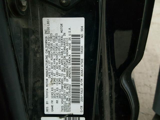 5TETU62N67Z384602 - 2007 TOYOTA TACOMA PRE BLACK photo 10