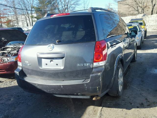 5N1BV28U04N326589 - 2004 NISSAN QUEST S GRAY photo 4