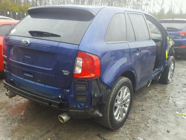 2FMDK4JC0DBA89659 - 2013 FORD EDGE SEL BLUE photo 4