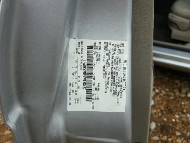 1FAHP32N99W168437 - 2009 FORD FOCUS SE SILVER photo 10