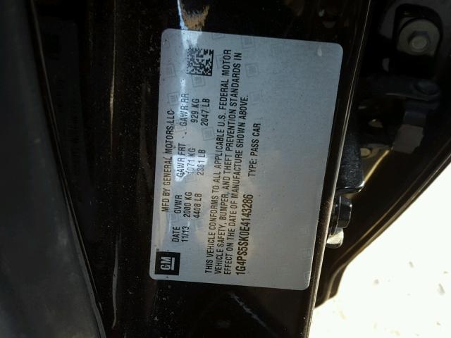 1G4PS5SK0E4143286 - 2014 BUICK VERANO BLACK photo 10