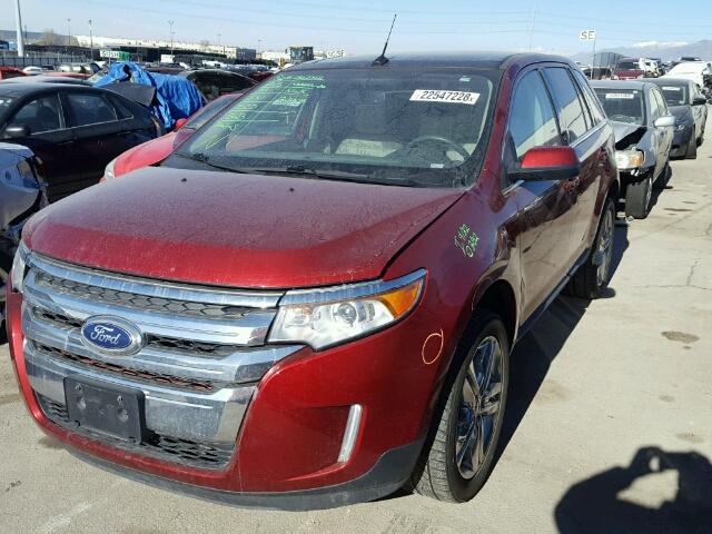 2FMDK4KC3EBA06340 - 2014 FORD EDGE LIMIT BURGUNDY photo 2