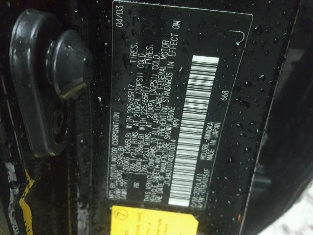 JTJHA31U740010014 - 2004 LEXUS RX 330 BLACK photo 10