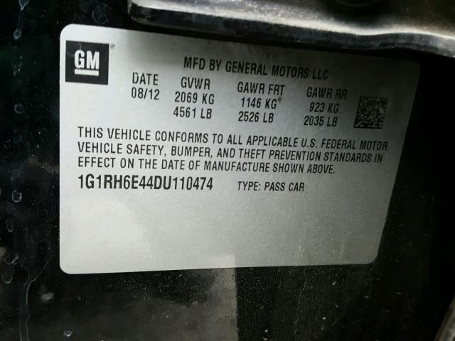 1G1RH6E44DU110474 - 2013 CHEVROLET VOLT BLACK photo 10