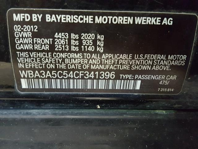 WBA3A5C54CF341396 - 2012 BMW 328 I BLACK photo 10