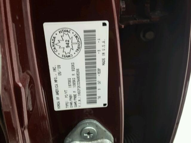 1HGCP26329A808266 - 2009 HONDA ACCORD LX BURGUNDY photo 10