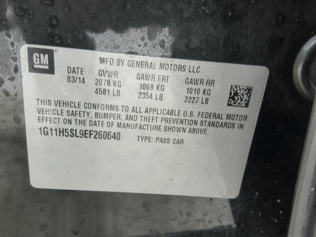 1G11H5SL9EF260640 - 2014 CHEVROLET MALIBU LTZ 黑色 照片 10