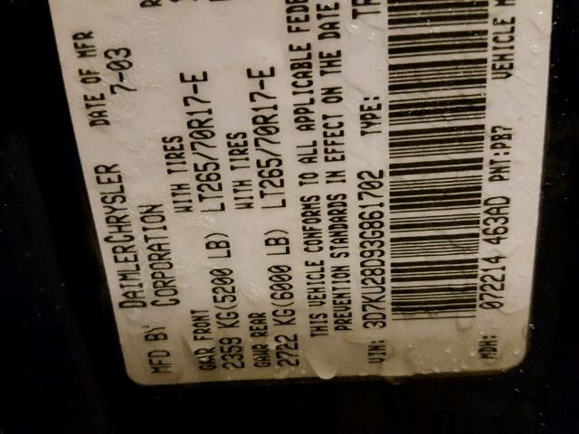 3D7KU28D93G861702 - 2003 DODGE RAM 2500 S BLUE photo 10