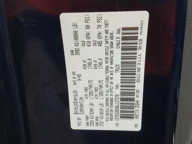 1D7KS28D06J127278 - 2006 DODGE RAM 2500 S Mavi foto 10
